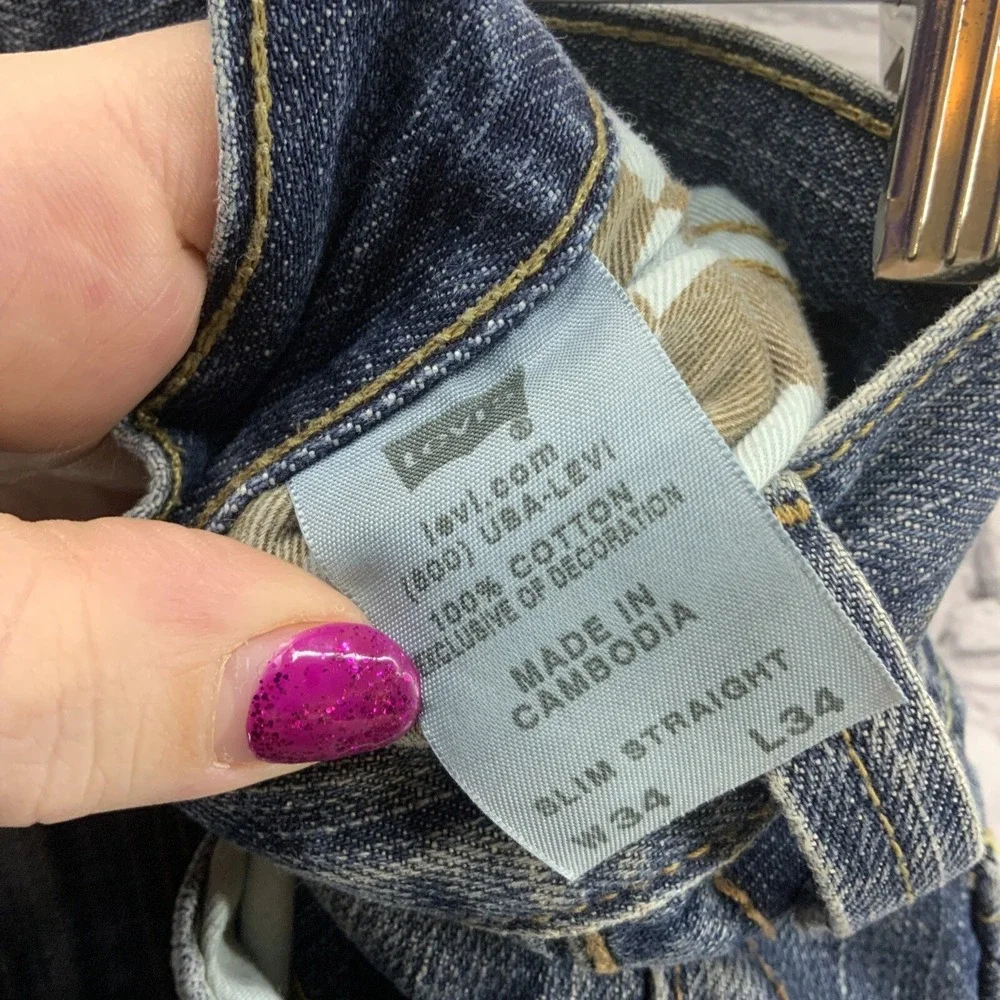 Levi's 514 Slim Straight Blue Jeans Mens Sz 34‎ x 34